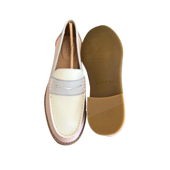 Sperry Womens Seaport Penny Loafer In Blush Ivory Gray Leather Size 8.5 - Picture 6 of 14